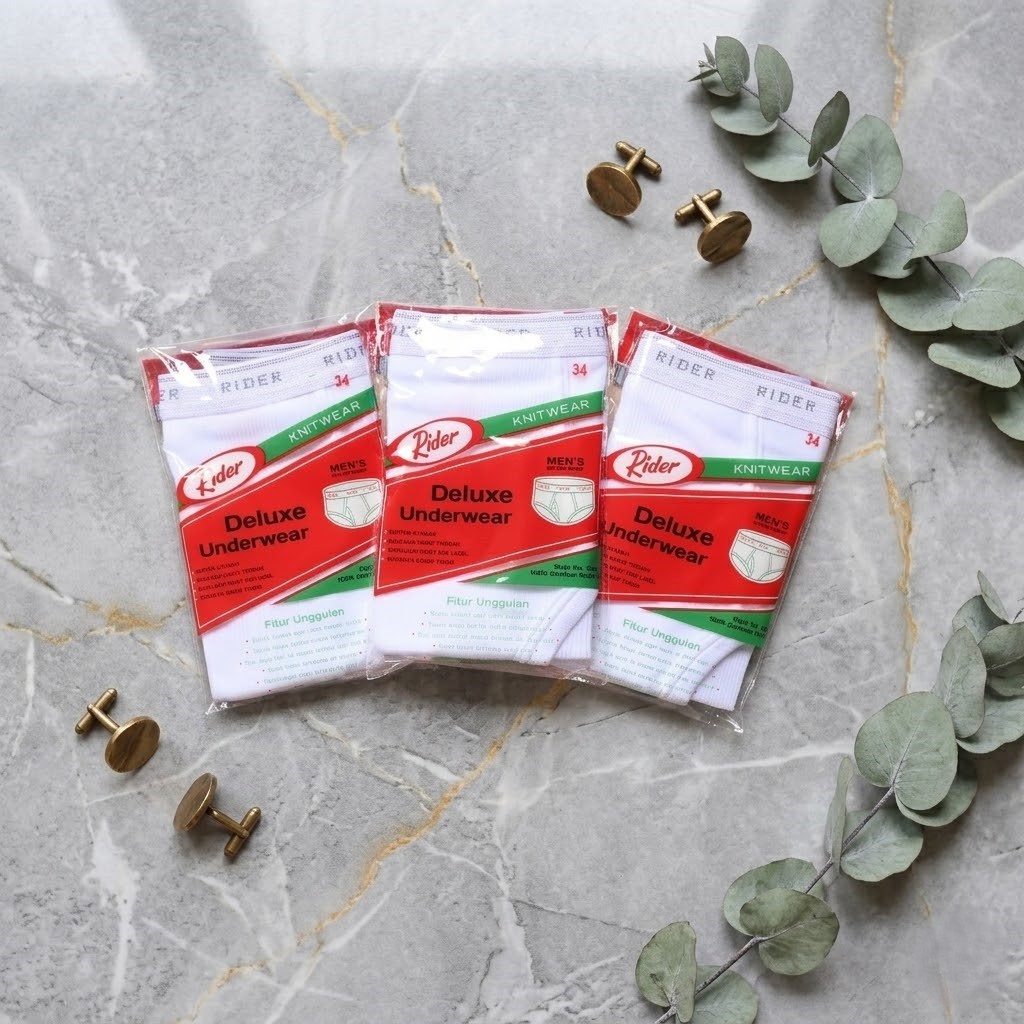 Celana Dalam Pria Rider 125 B Salur Classic ( 3 Pcs Dan 6 Pcs ) Celana Dalam Pria Rider 125 B Salur 