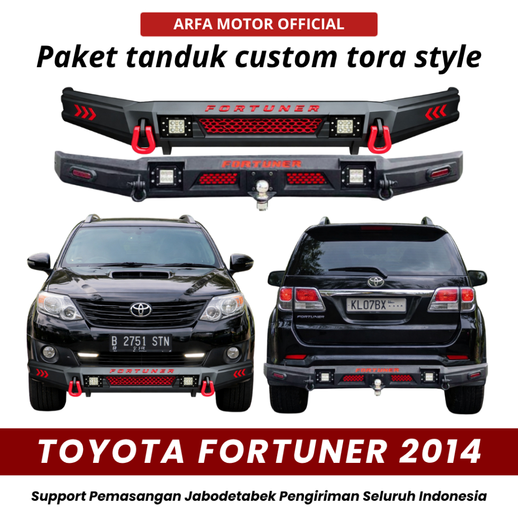 PAKET TANDUK DEPAN TOWING BELAKANG FORTUNER 2014 CUSTOM TORA PENGAMAN PELINDUNG BEMPER ANTI KARAT