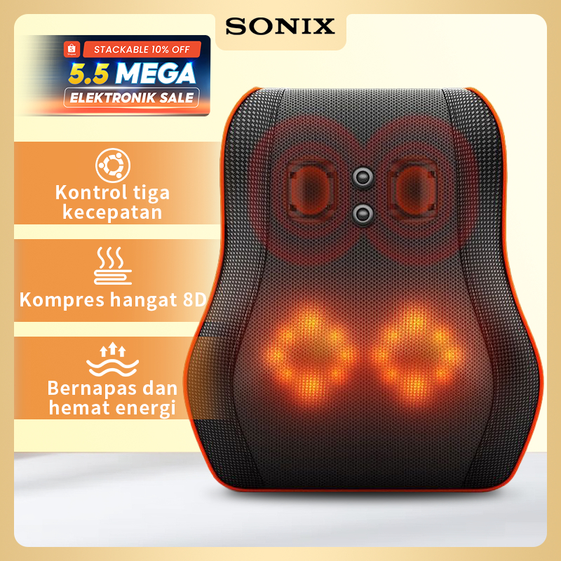 Sonix Bantal Pijat Massage SMS02 Portable Alat Pijat Elektrik Terapi Pijat Bahu Dan Tulang Belakang 