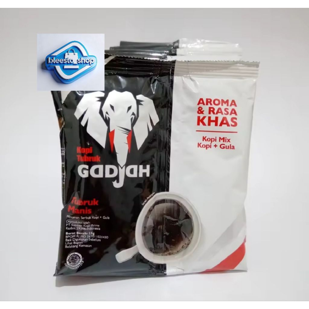 KOPI TUBRUK GADJAH GULA TERPISAH 10 SACHET (RENCENG)