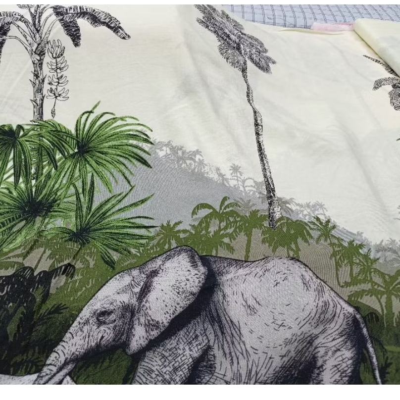 Kain Katun Rayon Viscose Premium ll Motif Gajah Pinggiran