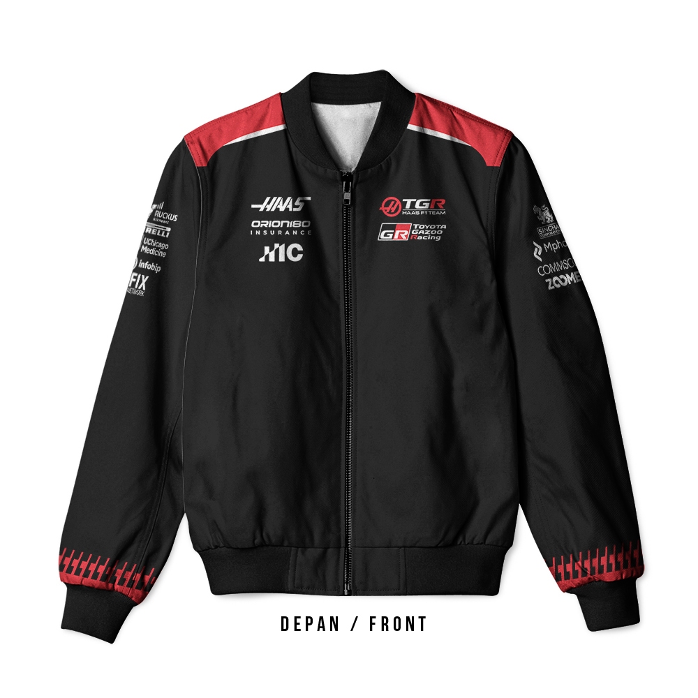 SAGALA - Jaket Tim F1 HAAS 2026 Balap Mobil Formula Satu Pria & Wanita Dewasa | Printing Sublime