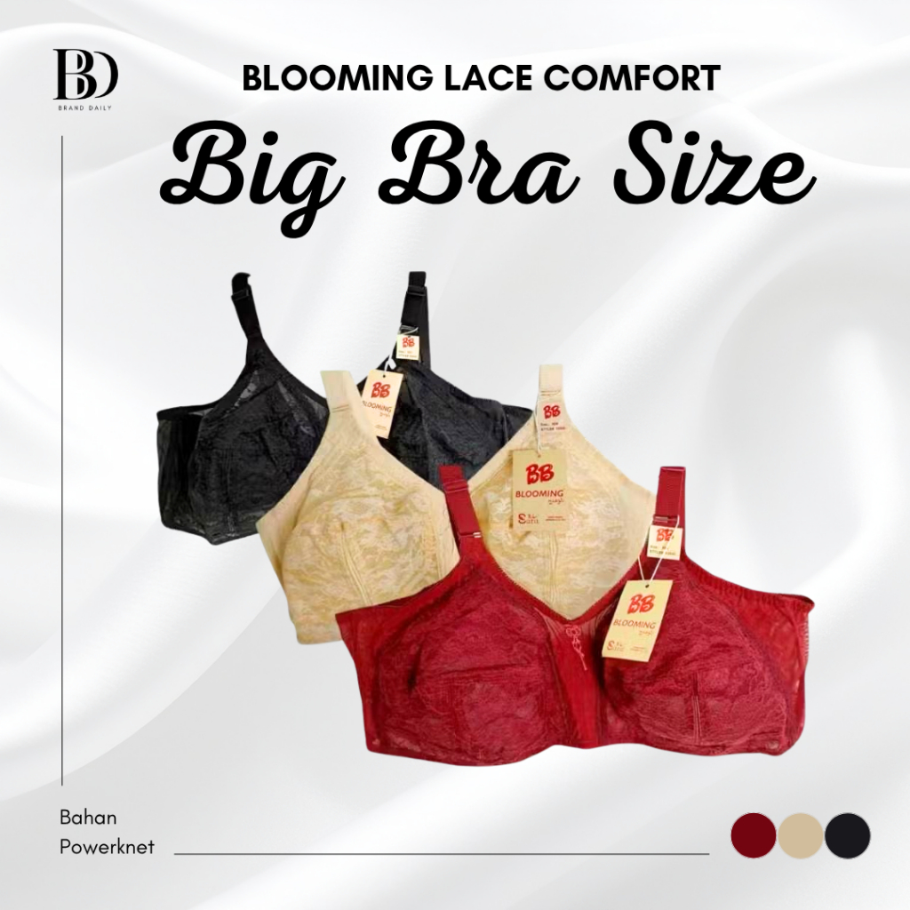 BB Blooming Lace Bra Big Size Powerknet Comfort Renda Lembut Tanpa Kawat Busa Daily Wear Breathable