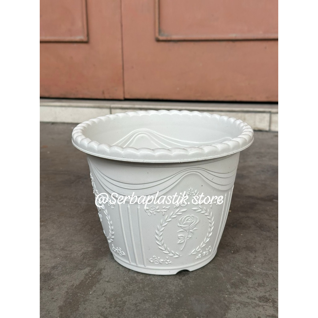 pot bunga putih bermotif tanaman warna bunga 902 madu motif pot hias putih besar kecil tebal kecil b