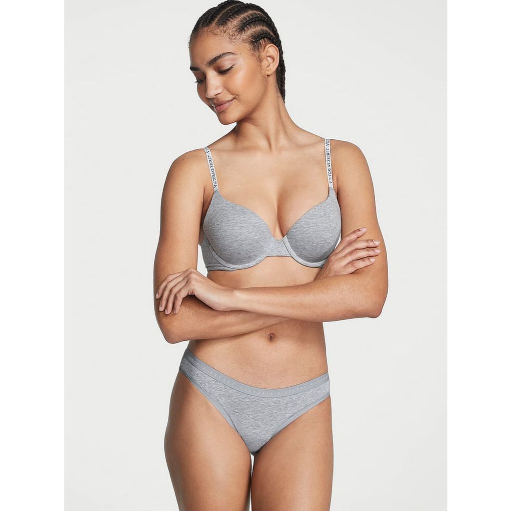 Victoria's Secret Stretch Cotton Bikini Panty Medium Heather Grey size S