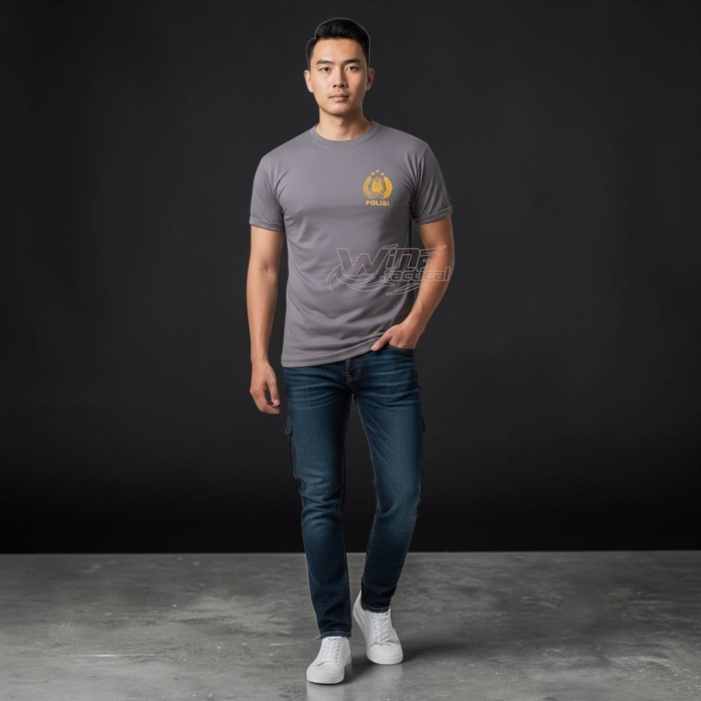 Kaos Coklat Polisi / Kaos Pendek Polisi / Kaos Pendidikan Polisi