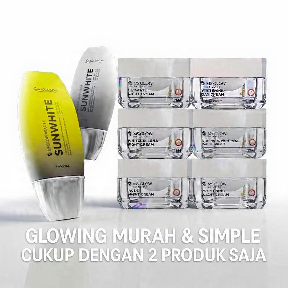 MS Glow Paket Bundling Day Cream & Night Cream Original Krim Siang Malam Pencerah Wajah Glowing BPOM