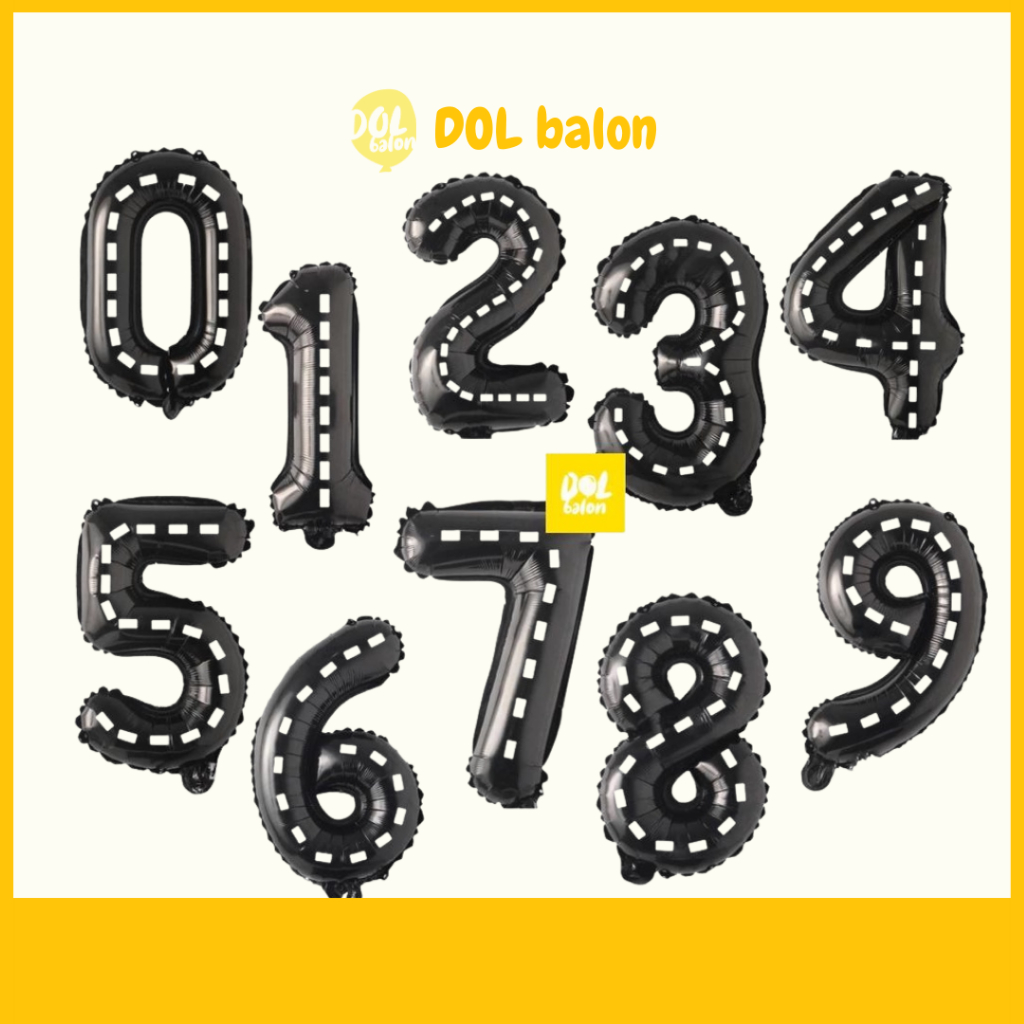 BALON ANGKA 100cm HITAM STRIPE