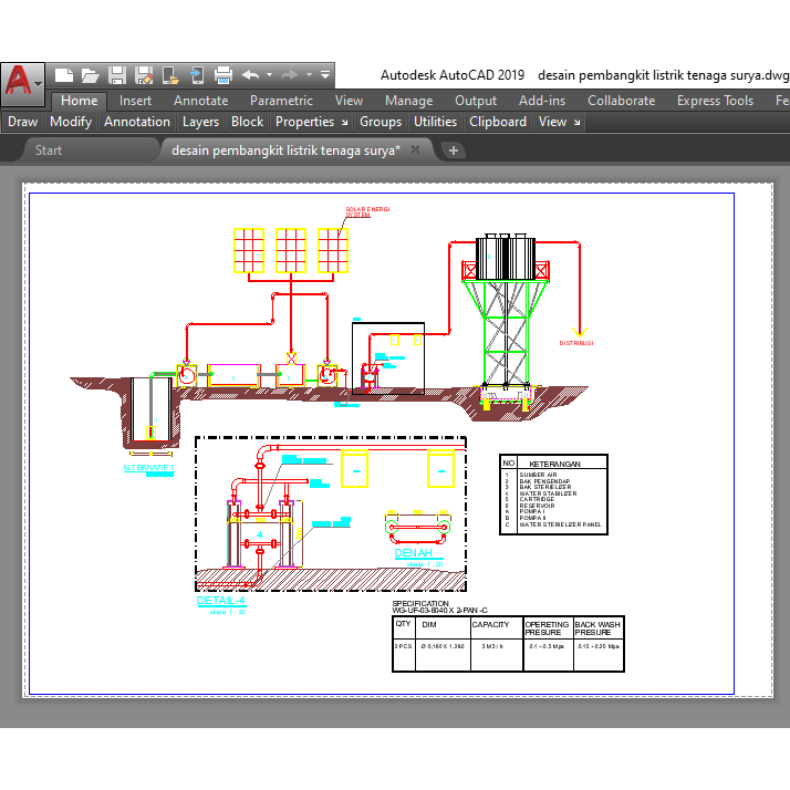 Desain Pembangkit Listrik Tenaga Surya format dwg