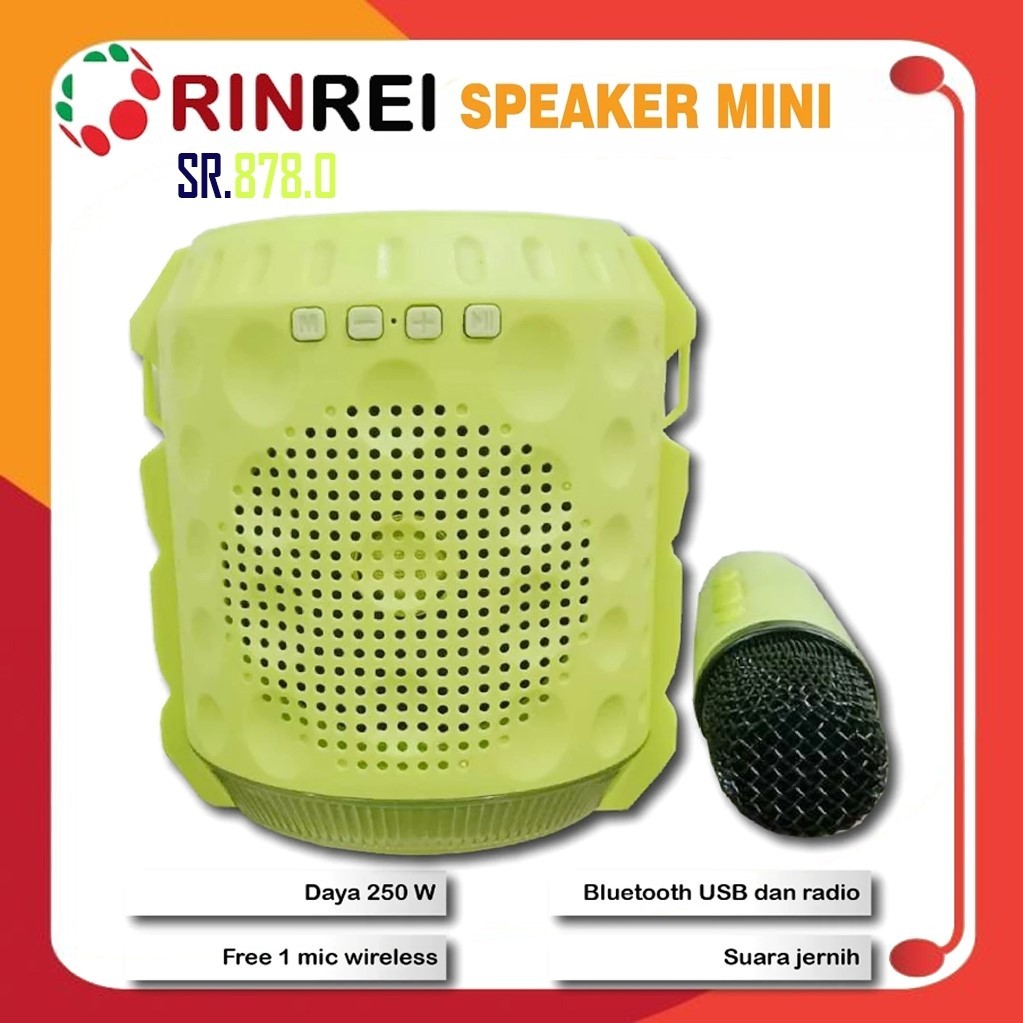 Speaker Bluetooth Karaoke Rinrei SR 878 Bonus Mic Wireless Ubah Suara