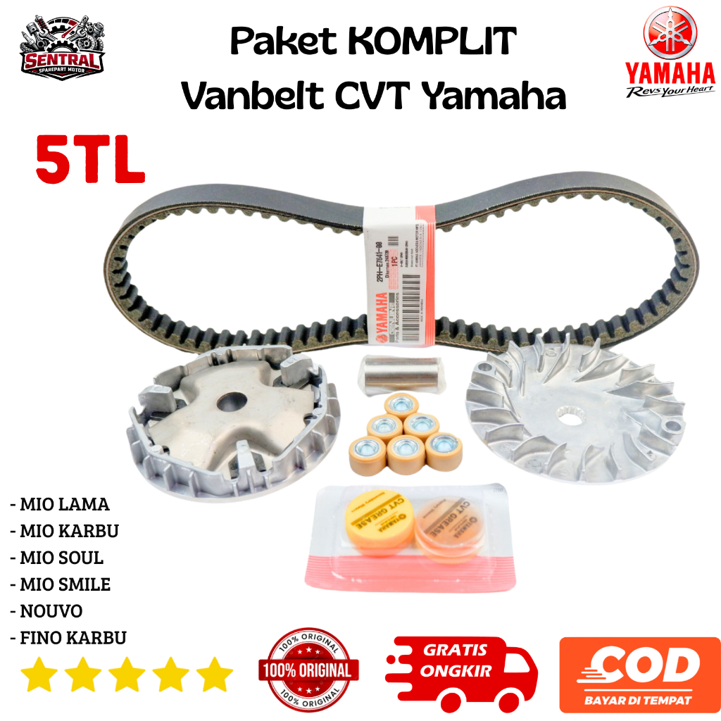 ori Paket Kirian Mio Sporty - VanBelt Mio Karbu Komplit Paket CVT Mio Sporty 5TL Sentral Sparepart M