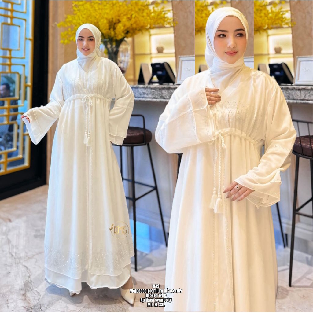 Gamis Abaya Putih Pemium Wolfice Ceruti Payet Exclusive Kode 039