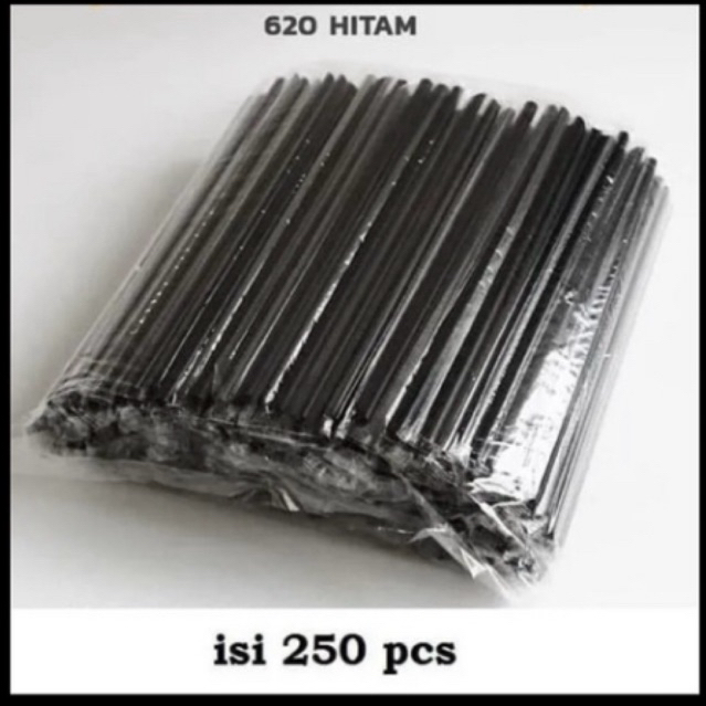 Sedotan Plastik Hitam Steril Isi 250pcs