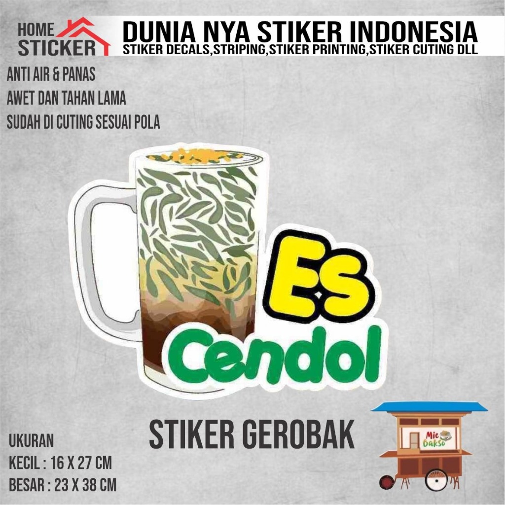 Sticker Kaca Gerobak Vinyl Es Cendol 2 Ukuran