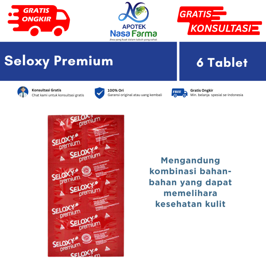 Seloxy Premium Strip @6 Kaplet - Vitamin Kulit Anti Penuaan Dini Anti Kerutan