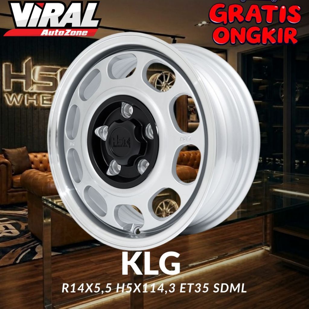 Velg Mobil Granmax , New Carry , Ring 14 HSR KLG R14 Lebar 5,5 Lobang Baut 5