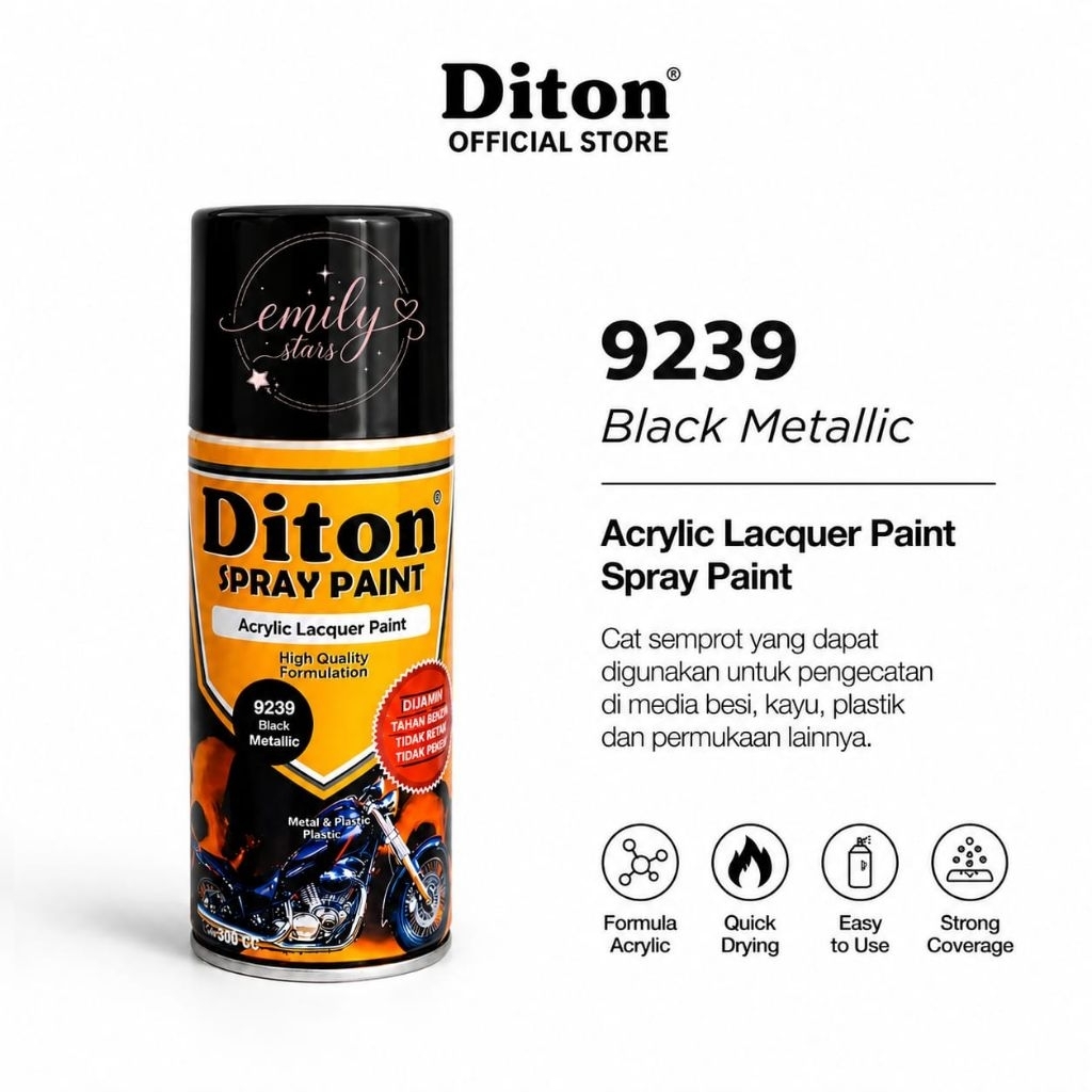 9239 Black Metalic DITON PREMIUM Cat Semprot / Cat Semprot Diton Premium Black Metalic 400 cc