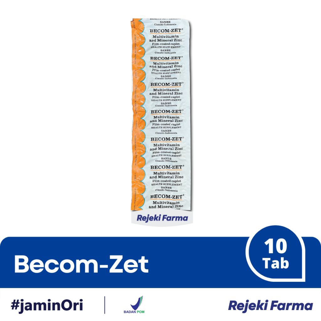 BECOM-ZET Multivitamin Tablet dengan Zinc untuk Daya Tahan Tubuh