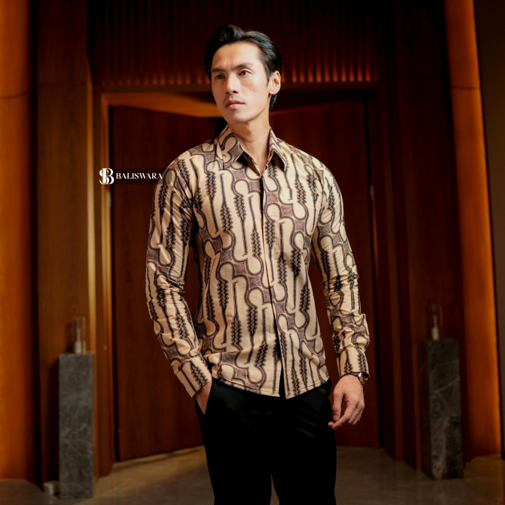 Parang Barong Kemeja Batik Pria Lengan Panjang Katun Primisima Lapisan Trikot Breathable Hidden Butt