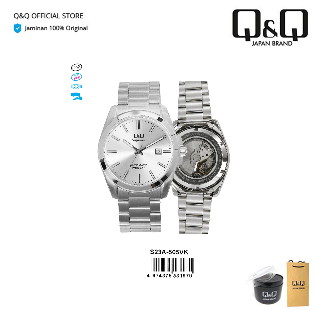 Q&Q QnQ QQ Original Jam Tangan Pria Automatic Stainless Steel - S28 S28A Automatic Special 50th Anni