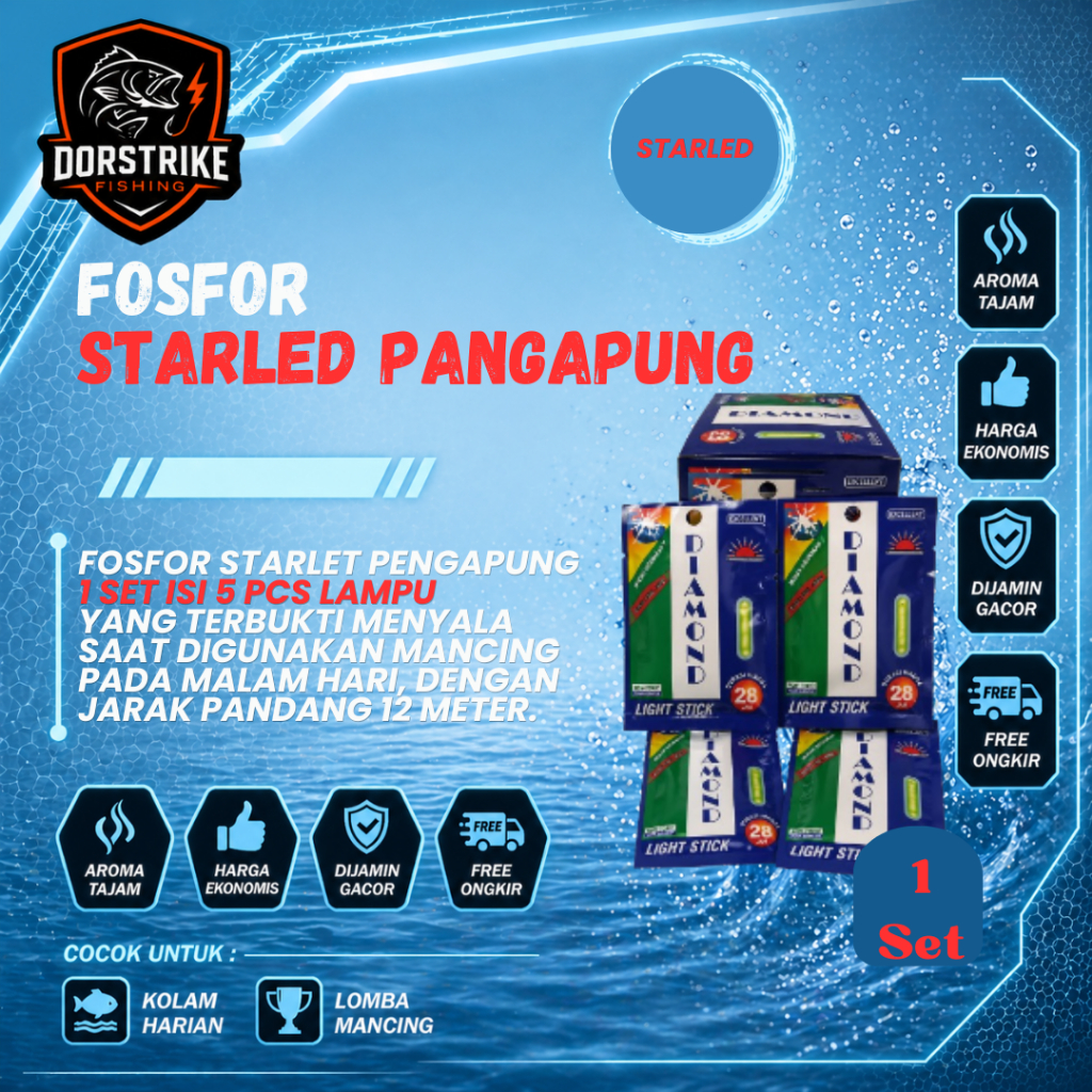 lampu penerangan pelampung kambangan starlet starlight starlite DIAMOND 1 set isi 5 pcs lampu umpan 