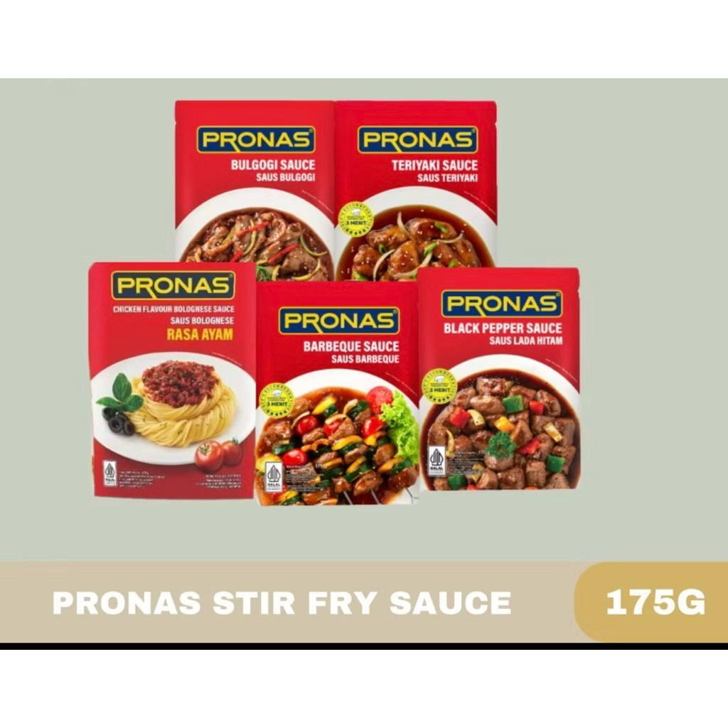 Pronas Stir Sauce / Saus Barbeque / Black Pepper / Teriyaki / Bolognese / Bolognese Chicken 175g