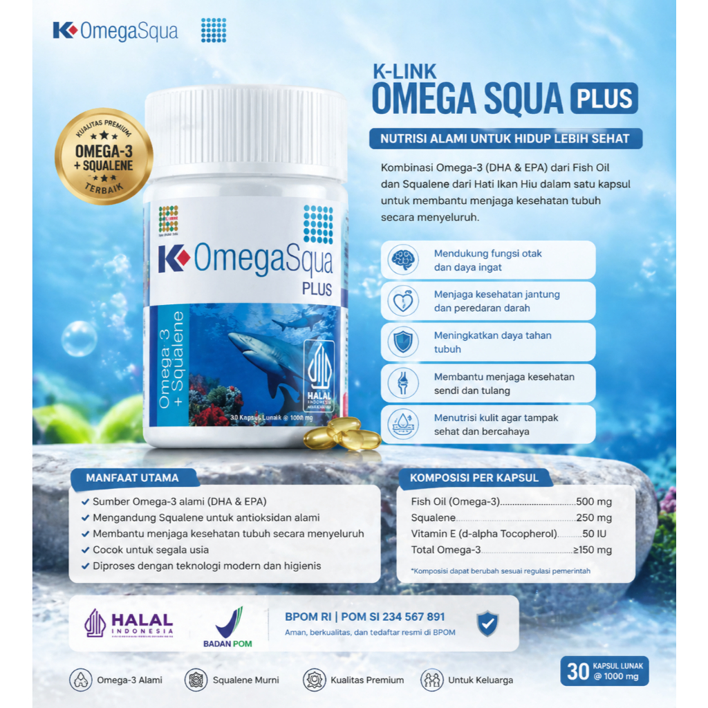 Omega Squa K Link/klink - Omega Squa Plus Original - minyak ikan omega squa klink