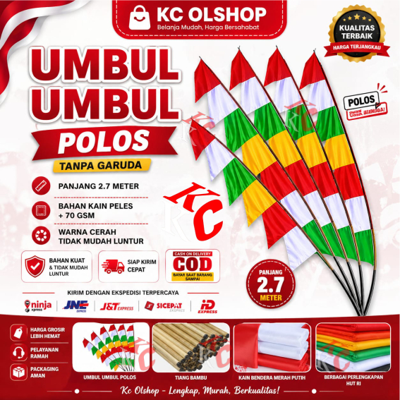 UMBUL UMBUL POLOS MERAH PUTIH  UMBUL GERGAJI POLOS BENDERA UMBUL 17 AGUSTUS