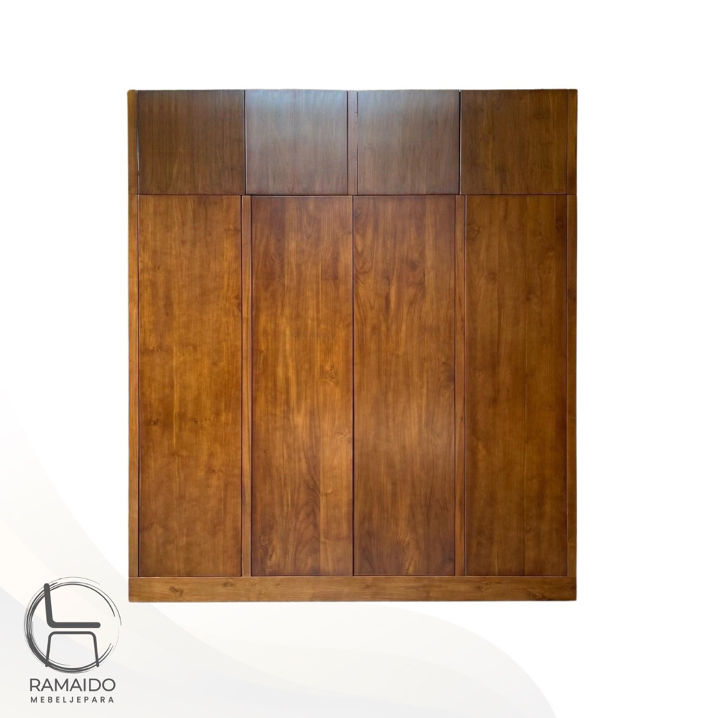 Lemari minimalis 4 pintu kayu jati
