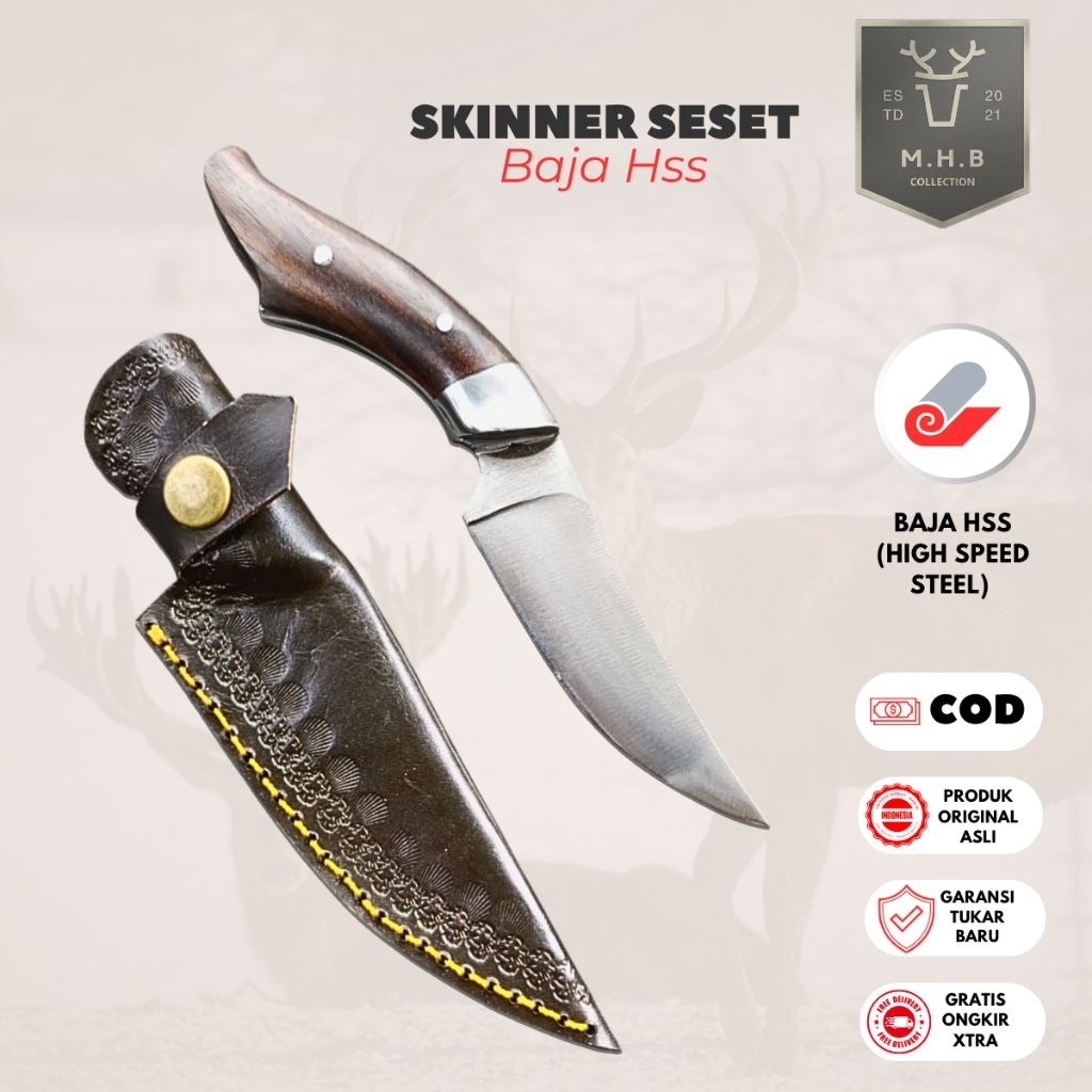 MHB_Collection | Pisau Daging Skinner Seset Ceblok Baja Hss Fulltang asli - Pisau Dapur Multifungsi 
