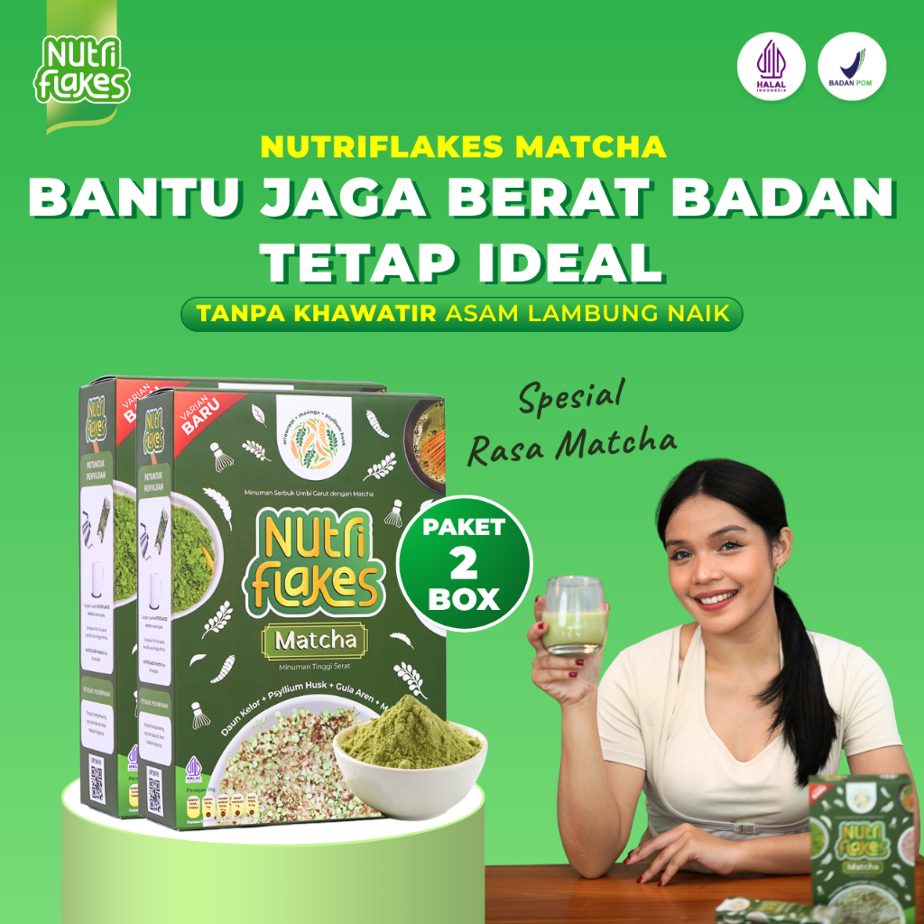 Nutriflakes Matcha Sereal Rendah Kalori untuk Diet Paket 2 Box