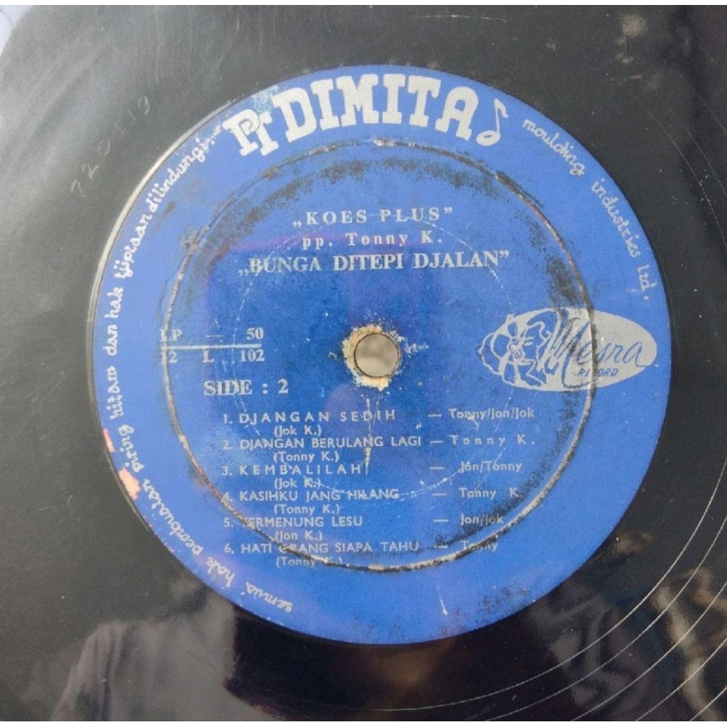 VINYL PIRINGAN HITAM 12 KOES PLUS BUNGA DITEPI DJALAN