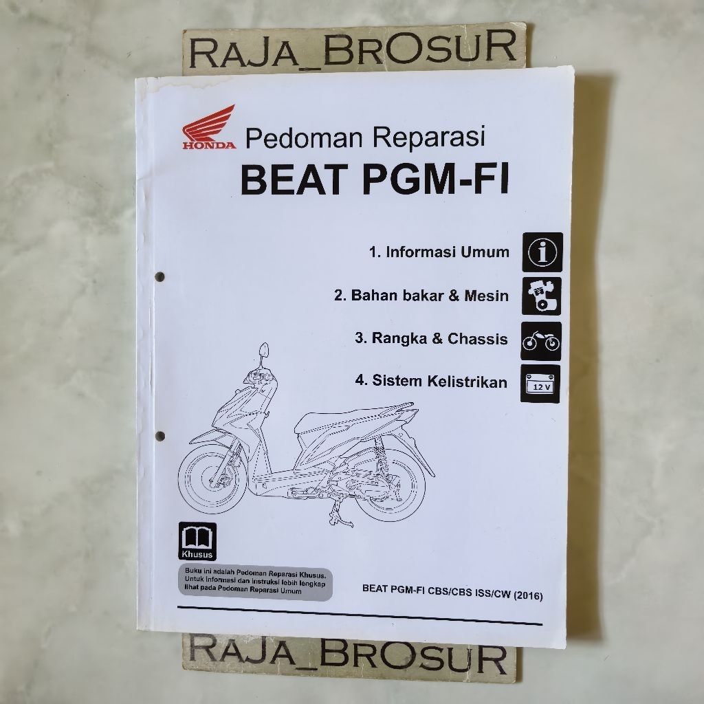 Buku pedoman reparasi Manual book Honda Beat PGM FI Injeksi Esp CBS CBS ISS CW K81 2016-2019 ORI Ori