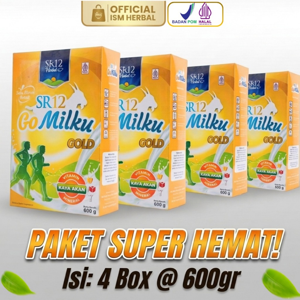 Go Milku Gold SR12 Paket 4 Box Susu Kambing Etawa 600gr Hemat Dewasa & Lansia Makassar