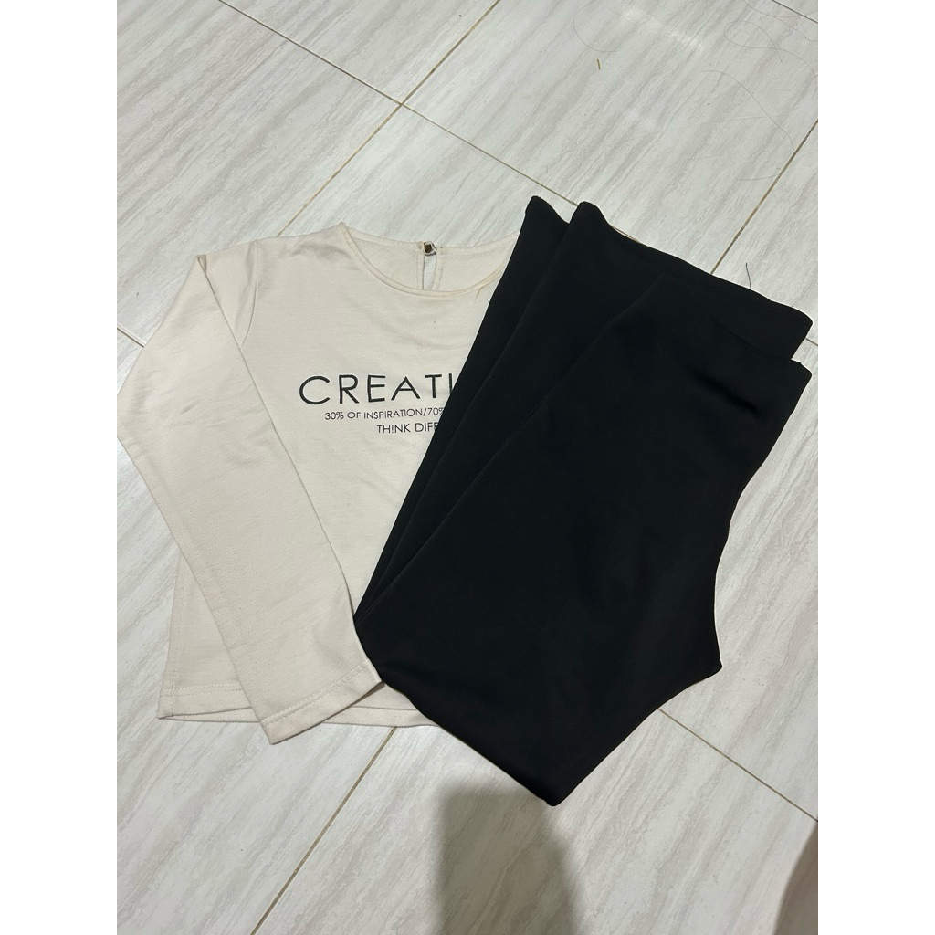 Cutbray Scuba Hitam & Sweater Putih