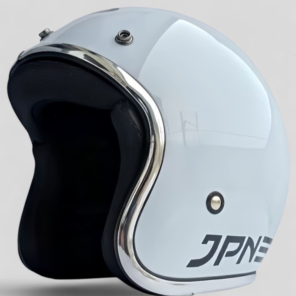 Helm JPN List crhome Original 100 % Asli Abs putih glos