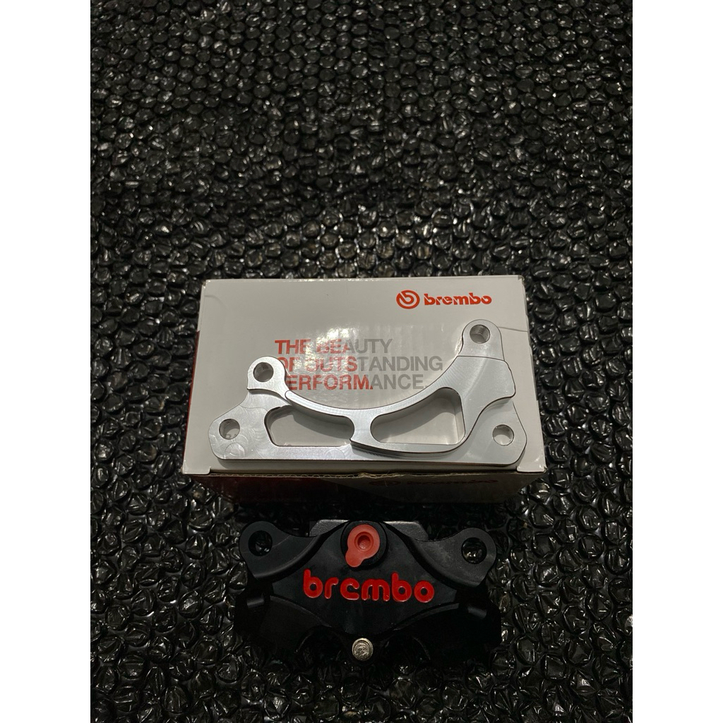 Kaliper 2p brembo buterfly grade A50 Hitam set Breket Honda 220MM