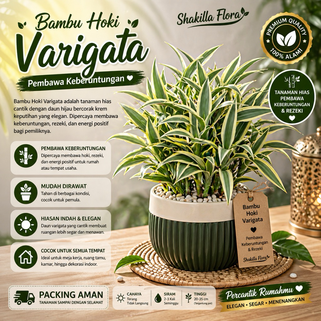 Tanaman Media Air Bambu Hoki Varigata Putih -Tanaman Bambu Hoki Varigata Putih - Bambu Hoki Sri Reje