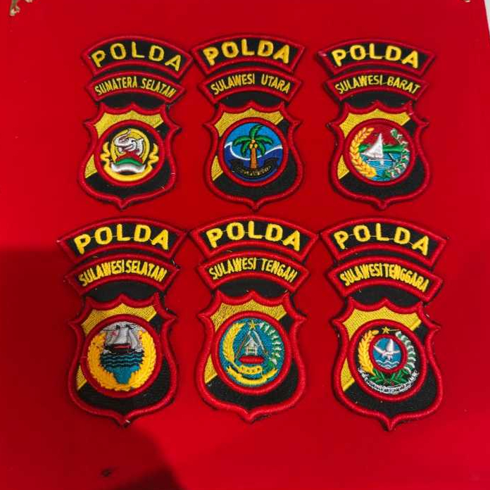 bordir timbul 3d bet polda pdl sulawesi, sulsel, sulawesi tenggara, sulteng, sumut, sulbar, pacth po