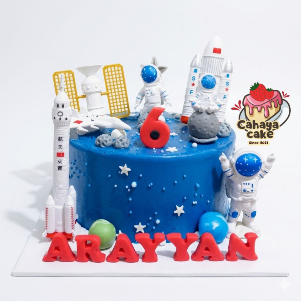 Kue Ultah Astronot / Astronot Cake / kue Ulang Tahun Planet / Nasa Cake Custom