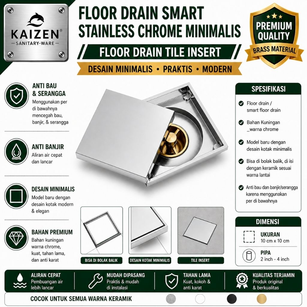 Floor Drain Stainless Anti Serangga /banjir/Saringan Kamar Mandi