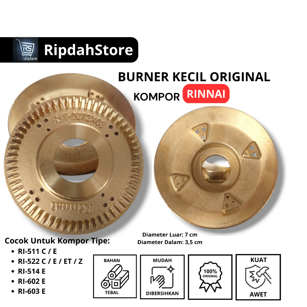 RINNAI Burner Rinnai Kecil Original - Kuningan Asli Mata Tungku Kompor Gas Rinnai Tipe RI 511 522 60