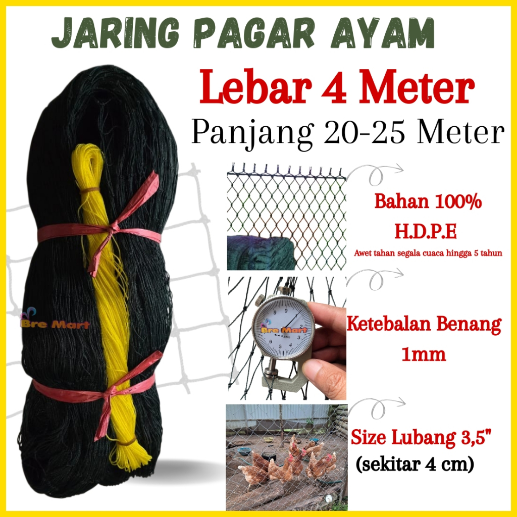 Jaring Ayam Lebar 4 Meter Jaring Pagar Ayam Jaring Kandang Ayam Jaring Pagar Tanaman