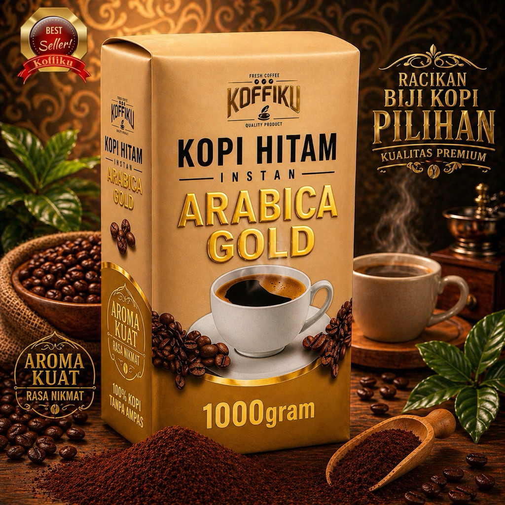 Koffiku Arabica Gold kopi instan tanpa ampas kemasan 1000gram