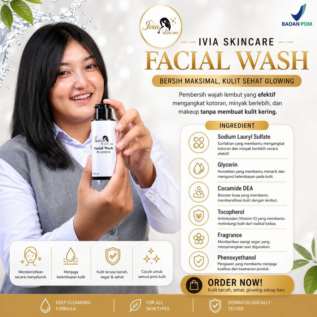 FACIAL WASH PLATINUM ATAU SILVER IVIA SKINCARE - Sabun Cuci Muka Ivia Skincare