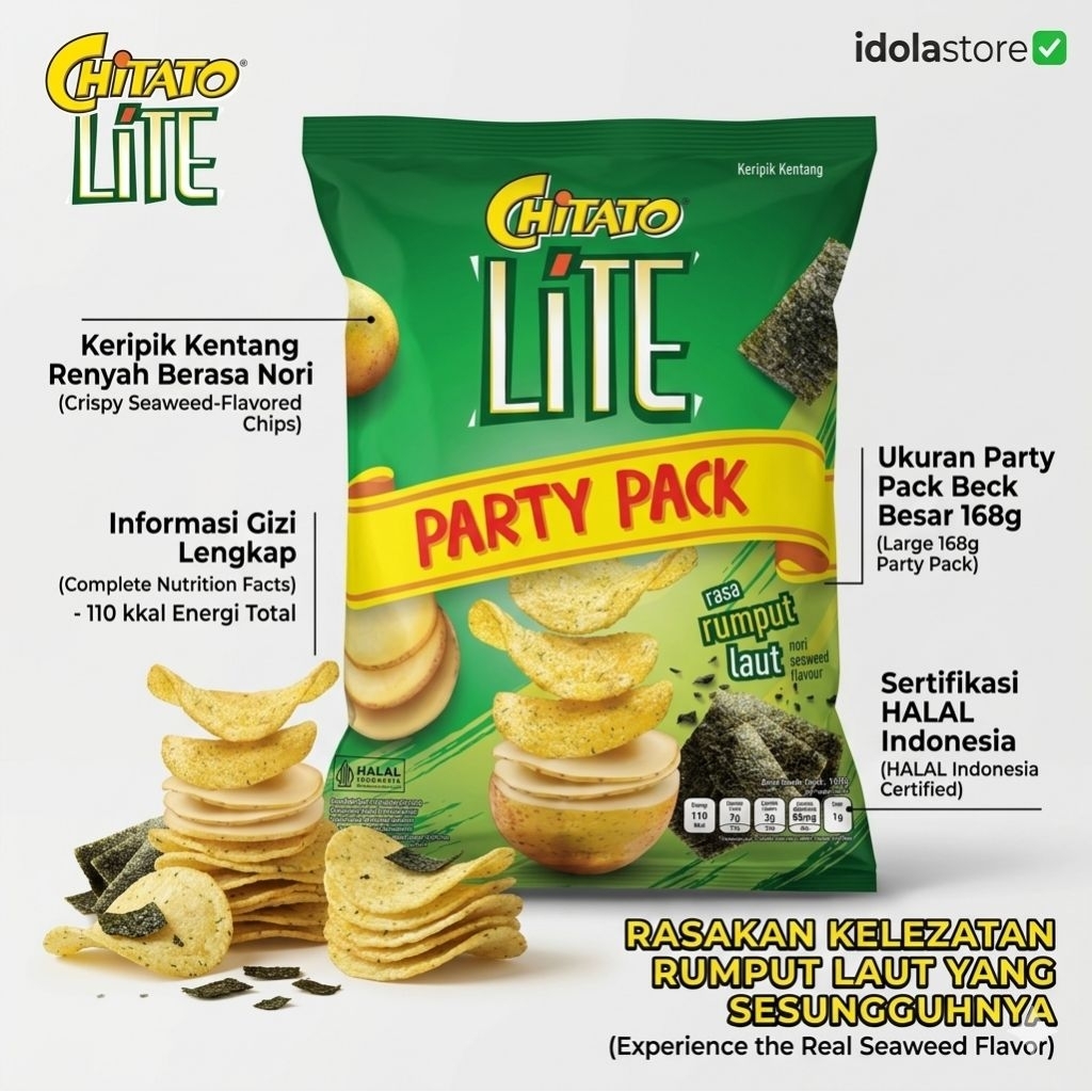Chitato Lite Party Pack 168gr | Chitato Lite Party Pack 168g - Sensasi Gurih Rumput Laut Premium