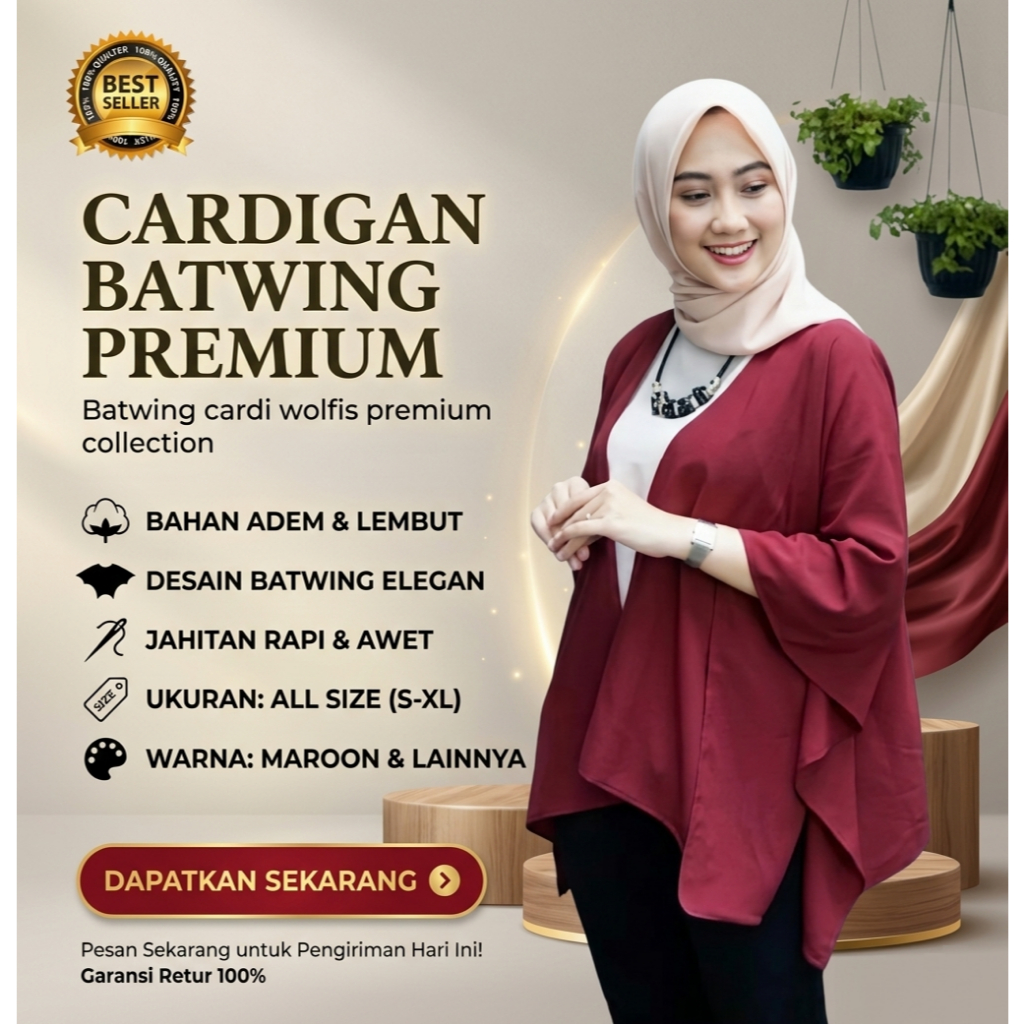 Sally Outer Cardigan / kardigan / sally outer / batwing cardi wolfis premium / Kardigan Batwing Wolf