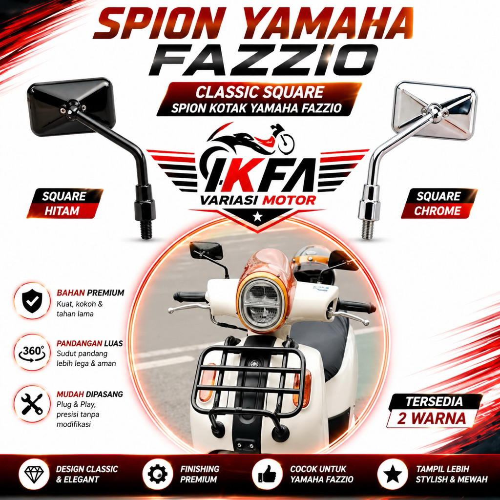 Spion Yamaha Fazzio Classic Square Kotak - Spion Fazzio Hybrid - Aksesoris Fazzio