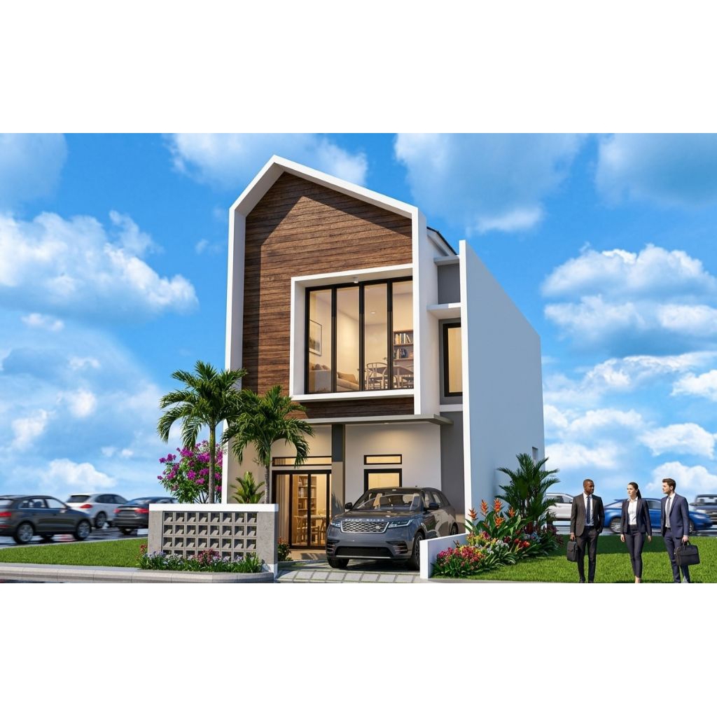 Paket Desain rumah  SCANDINAVIAN,  2 lantai, ukuran 6x15, 4 kamar tidur, jasa desain rumah 3D lengka