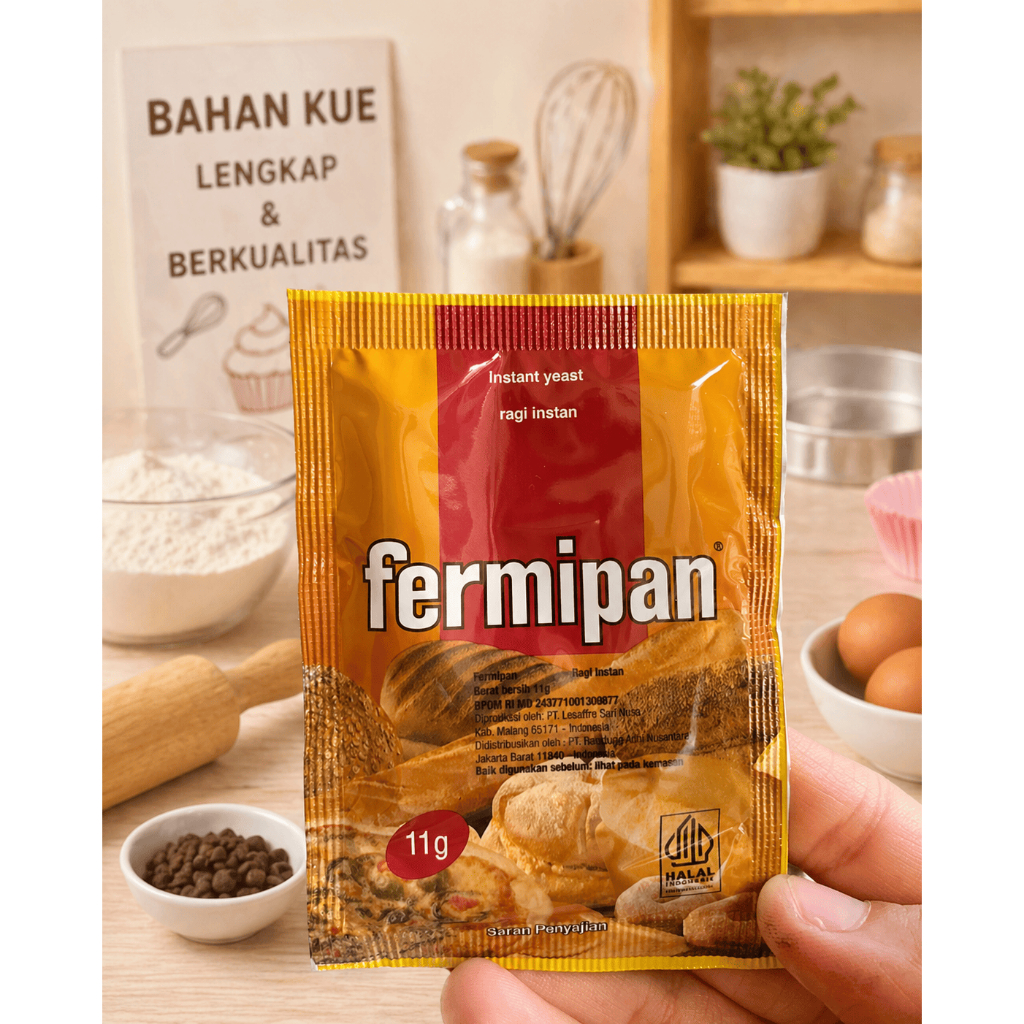 FERMIPAN SACHET / RAGI INSTANT DRY YEAST PENGEMBANG MAKANAN (ROTI/KUE) 11 GRAM / 4 HALAL